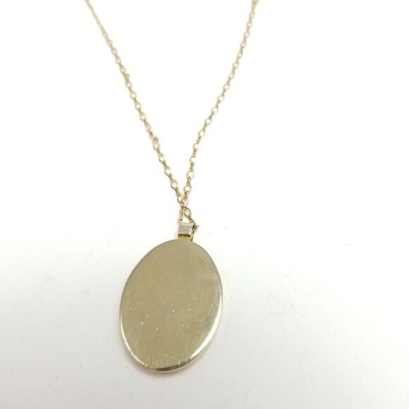 Vintage Tigers Eye Style Pendant, Oval Gold Tone Chain, Retro Estate Necklace - Picture 2 of 5